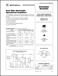 MC4558CP1 datasheet: Dual Wide Bandwidth Operational Amplifier MC4558CP1