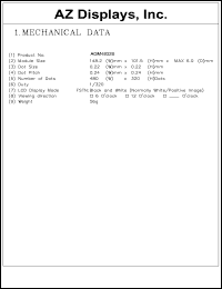 AGM4832B-FTS-T datasheet: 0.3-6.5V; number of dots: 480 x 320dots; dot size:0.22 x 0.22mm; dot pitch:0.24 x 0.24mm; AZ display AGM4832B-FTS-T