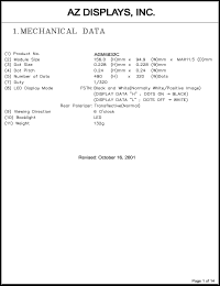 AGM4832C-FL-FBH-T datasheet: 0.3-6.5V; number of dots: 480 x 320dots; dot size:0.228 x 0.228mm; dot pitch:0.24 x 0.24mm; AZ display AGM4832C-FL-FBH-T