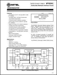 MT8930CE datasheet: 0.3-7.0V; +-20mA; subscriber network interface circuit. For ISDN NT1; ISDN S or T interface MT8930CE