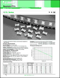 1812L110 datasheet: Resettable PTC, surface mount. Ihold = 1.10A, Itrip = 2.20A. 1812L110