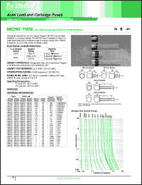 272.005 datasheet: MICRO fuse, very fast-acting type. Plug-in. Ampere rating 1/200. Nominal resistance cold 280 Ohms. Voltage rating 125. 272.005