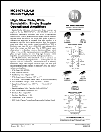 MC33071P datasheet: High Slew Rate, Wide Bandwidth, Single Supply Operational Amplifiers MC33071P