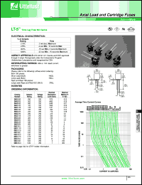 06631.25ZRLL datasheet: LT-5 tm time lag fuse. Long lead (tape and reel) 750 pieces. Ampere  rating 1.25, voltage rating 250, nominal resistance cold ohms 50. 06631.25ZRLL