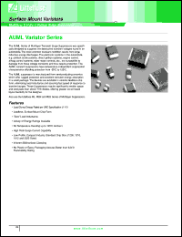 V18AUMLA1206WH datasheet: AUML varistor. Ag/Pd. 7in diameter reel.  Max continuous DC voltage 18V. Jump start voltage (5 min) 24.5V. Load dump energy 1.5J. V18AUMLA1206WH