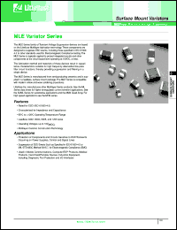 V18MLE0402NH datasheet: Surface mount varistor. Nickel barrier. Max continuous working voltage: 18VDC. 7in diameter reel. V18MLE0402NH
