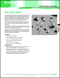 V18MLE1206WA datasheet: Surface mount varistor. Ag/Pd. Max continuous working voltage: 18VDC. Bulk pack. V18MLE1206WA