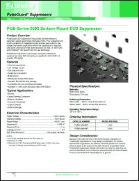 PGB0010603NR datasheet: Surface mount ESD suppressor. Trigger voltage 1000V,typ. Clamping voltage 150V,typ. 5000 pieces per reel. PGB0010603NR