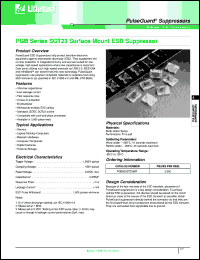 PGB002ST23WR datasheet: Surface mount ESD suppressor. Trigger voltage 1000V,typ. Clamping voltage 150V,typ. 3000 pieces per reel. PGB002ST23WR