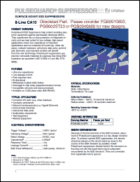 PGB008CA10PR datasheet: Surface mount ESD suppressor, 8-line CA10. Trigger voltage 1000V,typ. Clamping voltage 150V,typ. 2000 pieces per reel. PGB008CA10PR