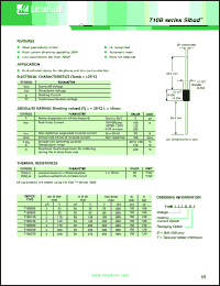 T10B140T datasheet: T10B series Sibod, glass passivated junction, bi-directional device for telephone and line card protection. Irm = 2uA @ Vrm = 120V,max. Ir = 50uA @ Vr = 140V,max, Tape and reeled (1500pcs). T10B140T