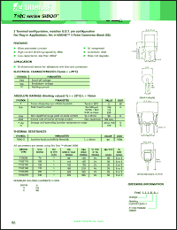 T10C80BF datasheet: T10C series Sibod, glass passivated junction, bi-directional device for telephone and line card protection. Irm = 1uA @ Vrm = 70V,max. Vbr = 80V,min @ 1uA, Holding carrent Ih = 120mA,th min. T10C80BF