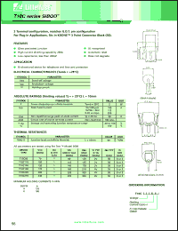 T10C140EF datasheet: T10C series Sibod, glass passivated junction, bi-directional device for telephone and line card protection. Irm = 1uA @ Vrm = 120V,max. Vbr = 140V,min @ 1uA, Holding carrent Ih = 180mA,th min. T10C140EF