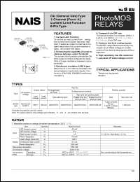 AQV210HLAX datasheet: PhotoMOS relay, GU (general use) type, 1-channel (form A ), current limit function. Output rating: load voltage 350V, load current 130 mA. Tape and reel packing style, picked from the 1/2/3-pin side. AQV210HLAX