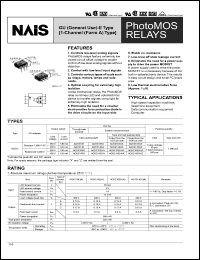 AQV210EAX datasheet: PhotoMOS relay, GU (general use) E-type, 1-channel (form A ) type. I/O isolation: standard 1,500 VAC. Output rating: load voltage 350V, load current 130 mA. Tape and reel packing style, picked from the 1/2/3-pin side. AQV210EAX