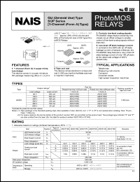 AQV212SX datasheet: PhotoMOS relay, GU (general use) type [1-channel (form A ) type]. Output rating: load voltage 60V, load current 350 mA. Tape and reel packing style, picked from the 1/2/3-pin side. AQV212SX