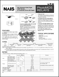 AQV414SZ datasheet: PhotoMOS relay, GU (general use) type [1-channel (form B) type]. AC/DC type. Output rating: load voltage 400 V, load current 100 mA.  Picked from the 4/5/6-pin side AQV414SZ