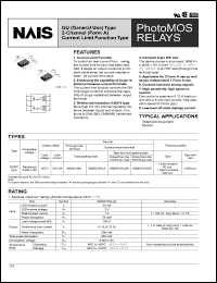 AQW210HL datasheet: PhotoMOS relay, GU (general use) type, 2-ch (form A) current limit function type. AC/DC type. I/O isolation: 5,000 VAC. Output rating: load voltage 350 V, load current 120 mA. Trough hole terminal. Tube packing style. AQW210HL