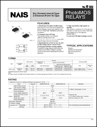 AQW214EHA datasheet: PhotoMOS relay, GU (general use), E-type, 2-channel (form A) type. I/O isolation: reinforced 5,000V. AC/DC type. Output rating: load voltage 400 V, load current 100 mA. Surface-mount trminal. AQW214EHA