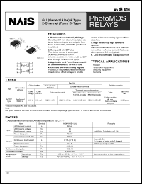 AQW414EHAZ datasheet: PhotoMOS relay, GU (general use)-E type 2-channel (form B) type. AC/DC type. I/O isolation voltage 5,000V. Output rating: load voltage 400 V, load current 100 mA. Surface-mount terminal. Picked from the 5/6/7/8-pin side. AQW414EHAZ