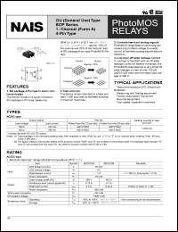 AQY210SZ datasheet: PhotoMOS relay, GU (general use) type. 1-channel (form A). AC/DC type. Output rating: load voltage 350 V, load current 120 mA. AQY210SZ