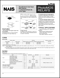 AQY214SZ datasheet: PhotoMOS relay, GU (general use) type. 1-channel (form A). AC/DC type. Output rating: load voltage 400 V, load current 100 mA. AQY214SZ