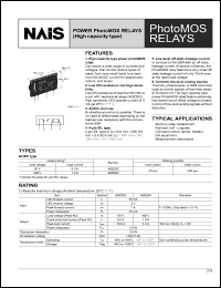 AQZ262 datasheet: Power photoMOS relay (high capacity type). AC/DC type. Output rating: load voltage 60 V, load current 6.0 A. AQZ262