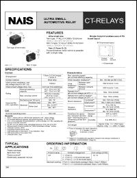 ACT212 datasheet: CT-relay. Ultra small automotive relay. 1 form C x 2 (8 terminal type). Coil voltage 12 V. ACT212
