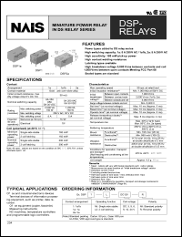 DSP1a-DC5V datasheet: DSP relay. Miniature power relay. Nominal voltage 5 V DC. Arrangement 1a. Single side stable. DSP1a-DC5V