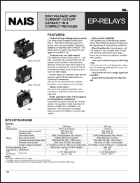 AEP16024 datasheet: EP-relay. High voltage and current, out-off capacity in a compact package. Nominal voltage 24 V DC. Contact arrangement: 1 form A. Contact rating: 60A. Without indicator contact. AEP16024