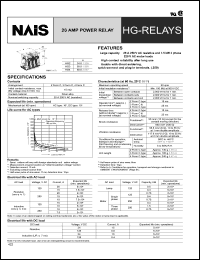 HG2-DC12V datasheet: HG-relay. 20 Amp power relay. DC type. 2 form C. Nominal coil voltage 12 V DC. HG2-DC12V