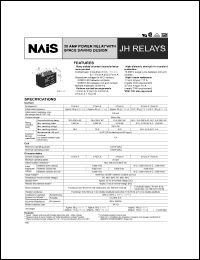 JH1a-L2-DC6V datasheet: JH relay. 30 Amp power relay with space saving design. 1 form A. Coil voltage 6 V DC. 2 coil latching. JH1a-L2-DC6V