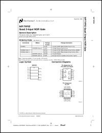 54F02DC datasheet: Quad 2-Input NOR Gate 54F02DC