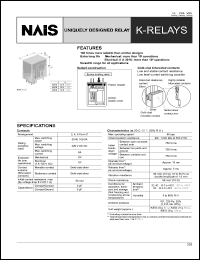 K2EB-3V-1 datasheet: K-relay. Uniquely designed relay. 2 form C. Coil voltage 3 V DC. Plug-in and solder. Ordinary sensitive relay. Amber sealed type. K2EB-3V-1