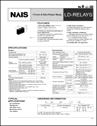 ALD109 datasheet: LD-relay. 1 form slim power relay. Nominal voltage 9 V DC. ALD109