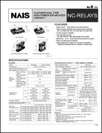 NC2D-DC12V datasheet: NC-relay. High power bifurcated contact. 2 form C, single side stable. Vertical series, plug-in. Coil voltage 12 V DC. NC2D-DC12V