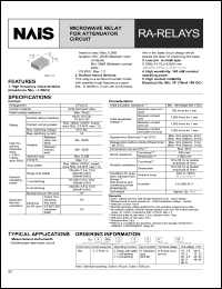 ARA200A1H datasheet: RA-relay. Microwave relay for attenuator circuit. 2 form C. Coil voltage 1.5 V DC. Single side stable type. Surface-mount terminal. ARA200A1H