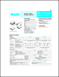 ARD5004HC datasheet: 26.5 GHz coaxial RD switch. SPDT, connector cable. Nominal operating voltage 4.5 V DC. Operating function: failsafe. No HF datasheet attached. ARD5004HC