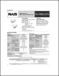 ARJ22A12 datasheet: RJ-relay. SMD relays with 8 GHz capabilities. 2 form C. Surface-mount terminal. 2 coil latching. Carton packing. Coil rating 12 V DC. Nominal operating power 150 mW. ARJ22A12