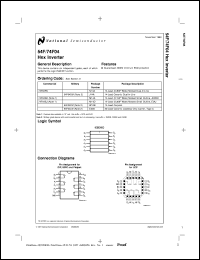 54F04MW8 datasheet: Hex Inverter 54F04MW8