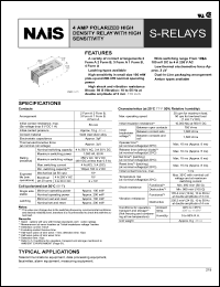 S3EB-3V datasheet: S-relay. 4 Amp polarized high density relay with high sensitivity. Coil voltage 3 V DC. 3 form A 1 form B. Amber sealed type. Single side stable. S3EB-3V