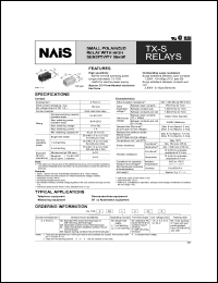 TXS2-24V datasheet: TX-S relay. Small polarized relay with high sensitivity 50 mW. Standard PC board terminal type. Single side stable. Nominal voltage 24 V DC. Tube packing. TXS2-24V