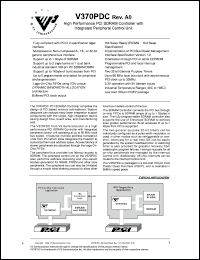 V370PDC-66REVA0 datasheet: High performance PCI SDRAM controller with integrated peripheral control unit. Frequency 66 MHz. V370PDC-66REVA0