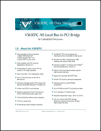 V363EPC-50REVA0 datasheet: Local bus to PCI bridge for embedded processors. Frequency 50 MHz. V363EPC-50REVA0