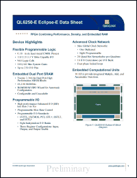 QL6250-E-6PQ208I datasheet: FPGA combining performance, density and embedded RAM. QL6250-E-6PQ208I