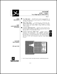 QL16x24B-1PL84C datasheet: Very-high-speed CMOS FPGA, pASIC1 family. QL16x24B-1PL84C