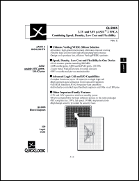 QL2005-1PL84I datasheet: 3.3V and 5.0V pASIC 2 FPGA combining speed, density, low cost and flexibility. QL2005-1PL84I