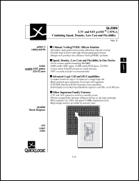 QL2009-1PF144I datasheet: 3.3V and 5.0V pASIC 2 FPGA combining speed, density, low cost and flexibility. QL2009-1PF144I