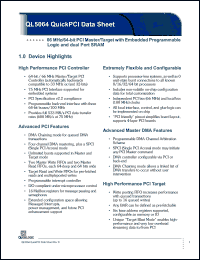 QL5064-66BPB456C datasheet: 66MHz/64-bit PCI master/target with embedded programmable logic and dual port SRAM. QL5064-66BPB456C