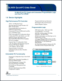 QL5030-4TQ144C datasheet: 33MHz/32-bit PCI target with embedded programmable logic and dual port SRAM. QL5030-4TQ144C